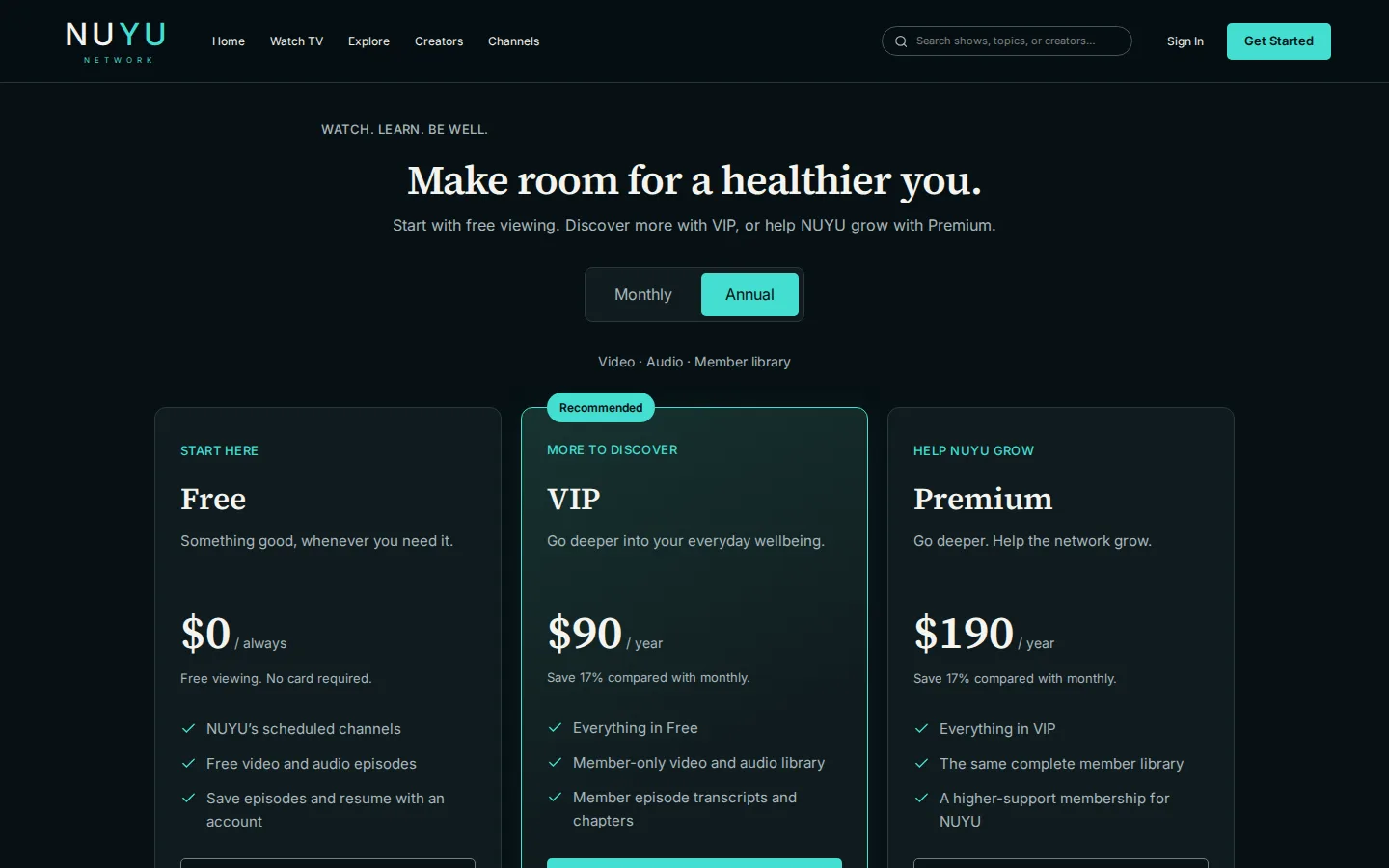 NUYU Network membership pricing